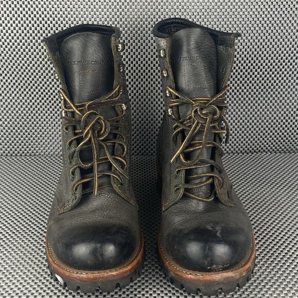 Vintage Frye Logger Combat Boot Mens Size 9 Black Leather Lace Up Made In USA - Picture 6 of 16